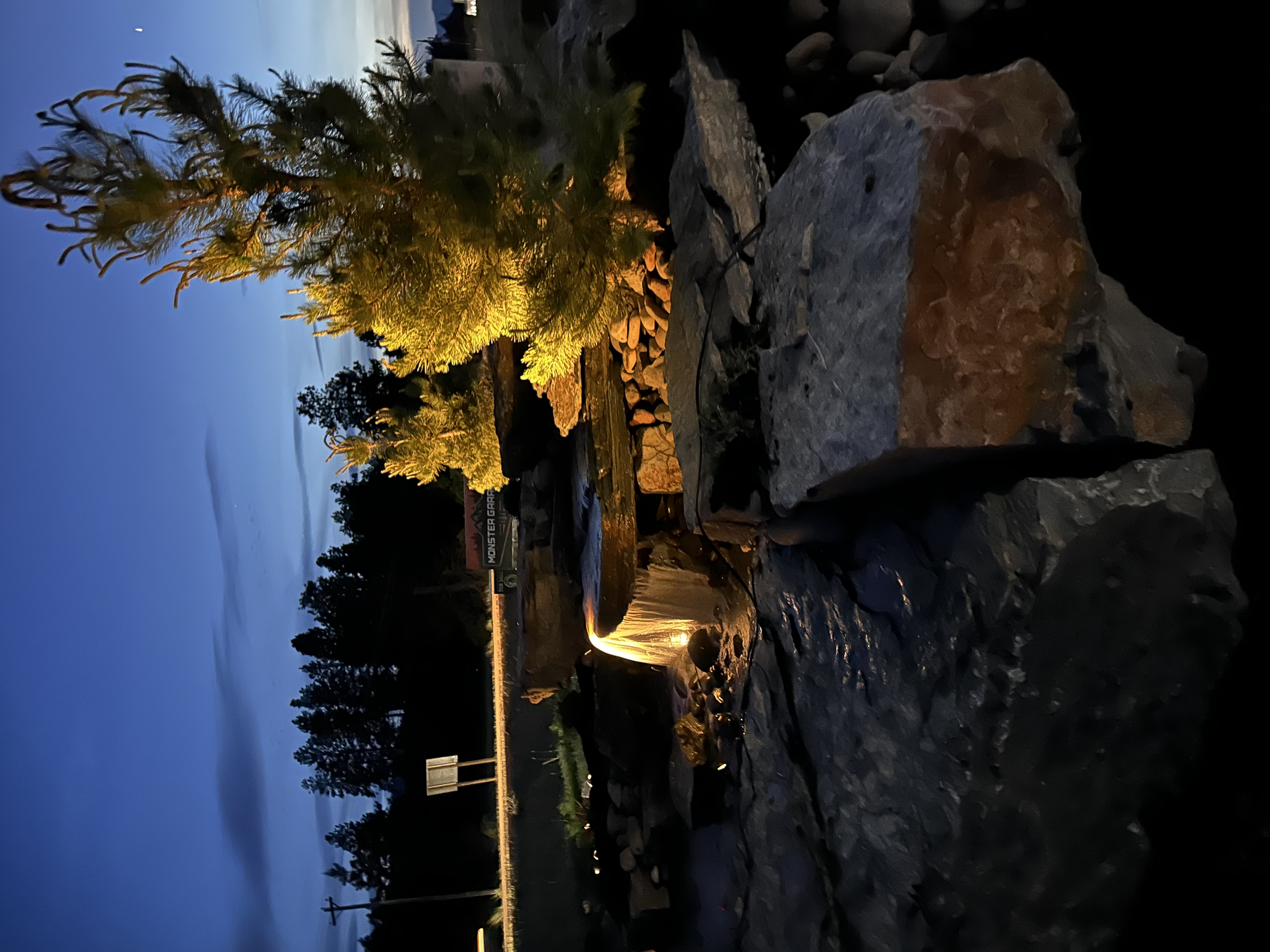 Onyx water feature at dusk